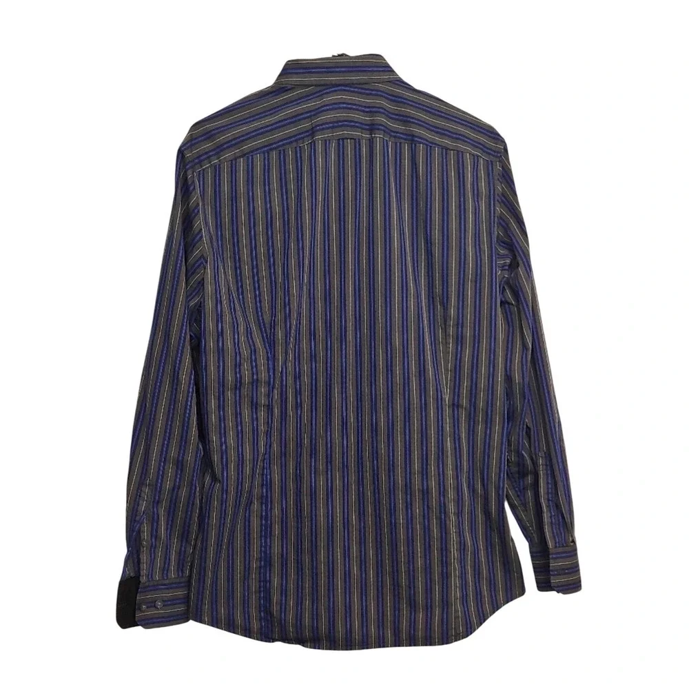 Banana Republic Mens Blue Gray Striped Button‎ Down Shirt M Dark Academia Office